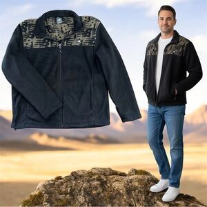 New Balance Jacket Mens  Medium Black Green Fleece Lined Full Zip Long Sleeve